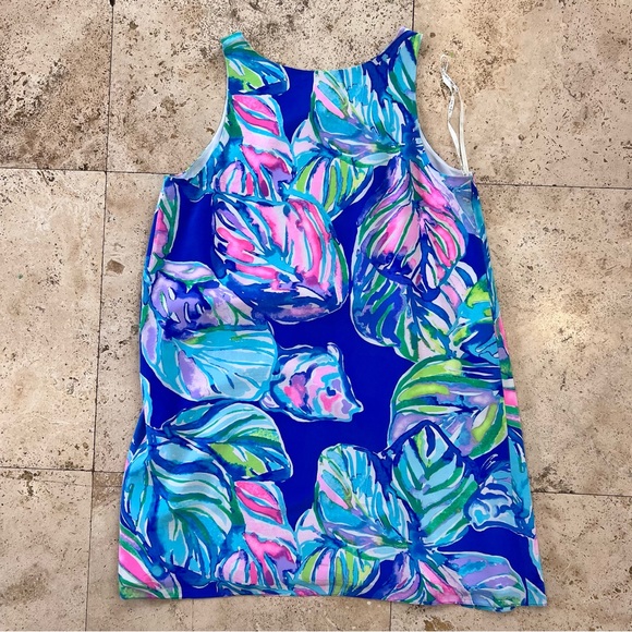 Lilly Pulitzer Silk Jackie Tank Shift Dress Casa Del Sol Blue Pink Tropical - Picture 5 of 7
